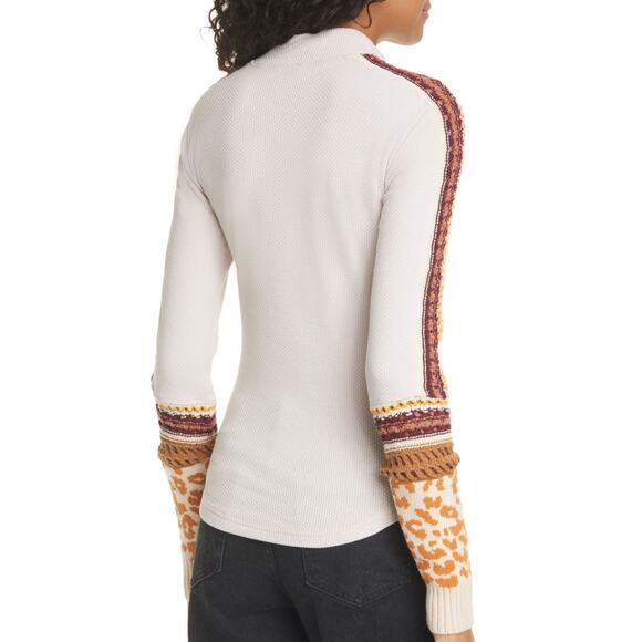 Free People | Women | Switch It Up Crochet Waffle Knit Mock Neck Top | Small - Picture 14 of 15